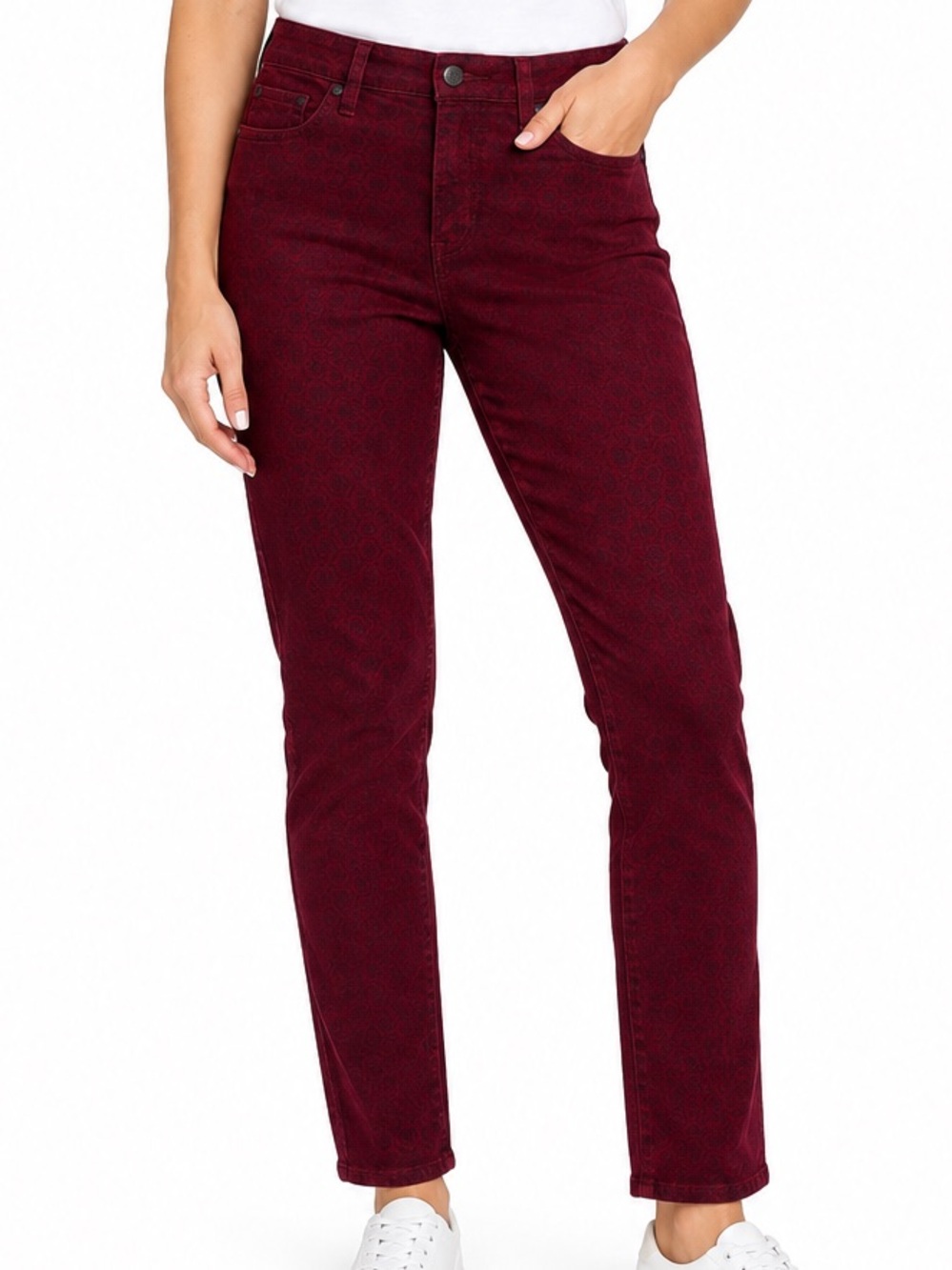 Tory Burch Red Patterned Skinny Jeans